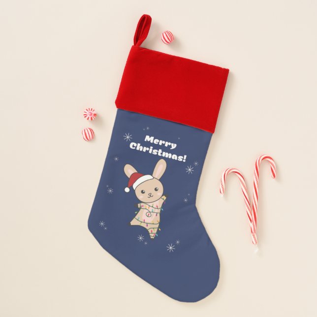 Bunny Merry Christmas Winter Animals Rabbits Chris Stocking (Front)