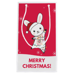 Bunny Merry Christmas Winter Animals Rabbits Small Gift Bag