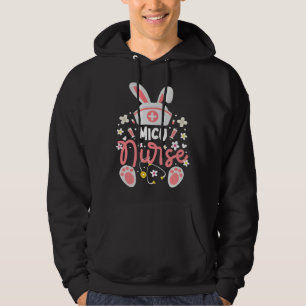 Bunny MICU Nurse Cute Bunny Ears Medical Intensive Hoodie