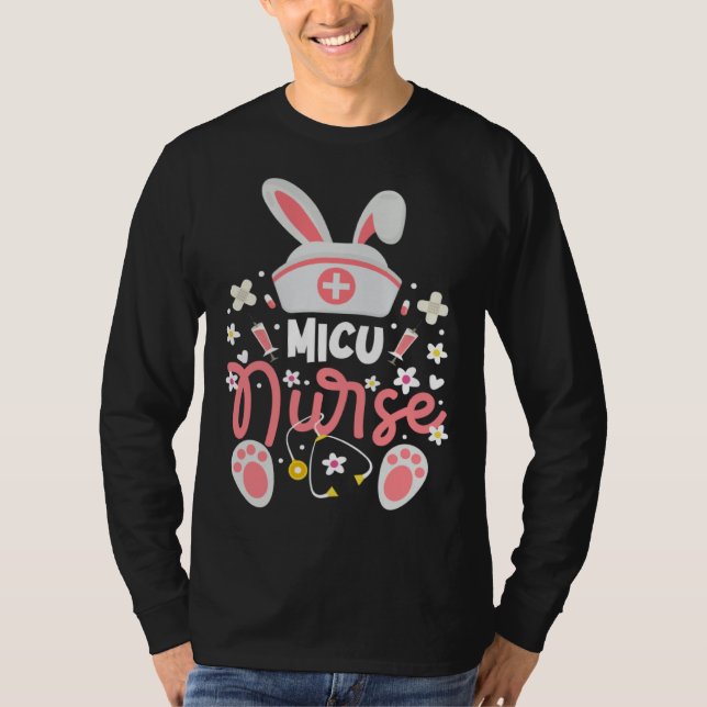 Bunny MICU Nurse Cute Bunny Ears Medical Intensive T-Shirt (Front)