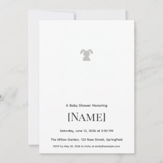 Bunny Minimal Baby Shower Invitation, Editable Invitation