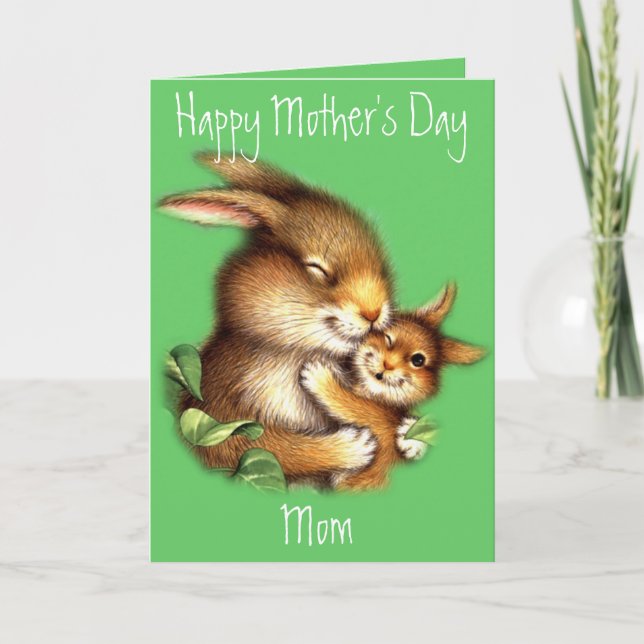 Bunny Mom and Bunny Child Mother's Day Card (Front)