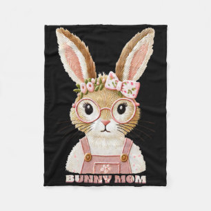 Bunny Mom Sticker Fleece Blanket