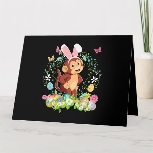 Bunny Monkey Happy Easter Day Lover Egg Hunt Lovel Card