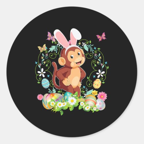Bunny Monkey Happy Easter Day Lover Egg Hunt Lovel Classic Round Sticker