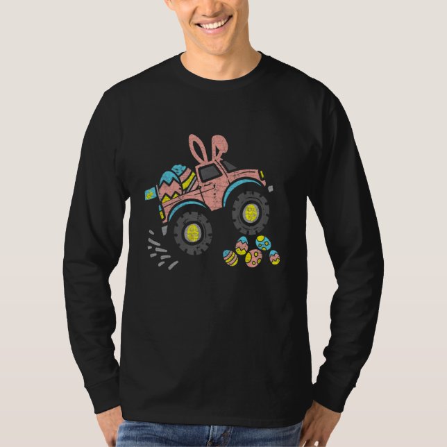 Bunny Monster Truck Easter Eggs Happy Easter Day B T-Shirt (Front)