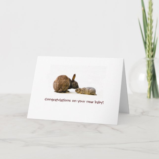 Bunny mother & baby - new baby card (Front)