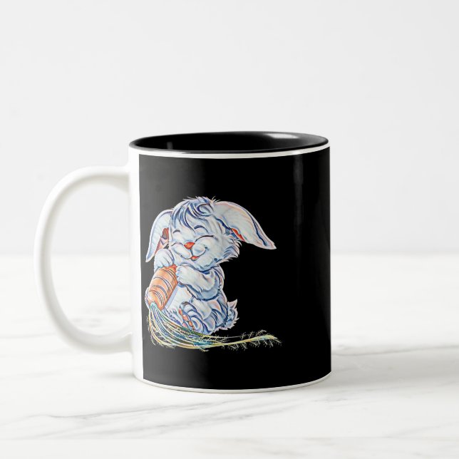 Bunny Motif Rabbit 1 Two-Tone Coffee Mug (Left)