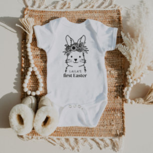 Bunny My First Easter Name Baby Bodysuit