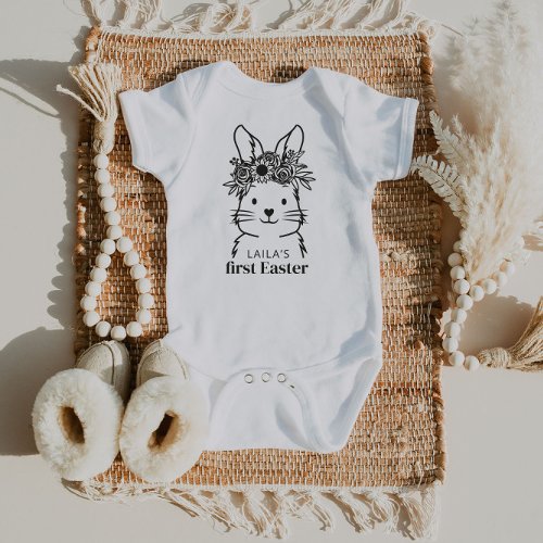 Bunny My First Easter Name Baby Bodysuit