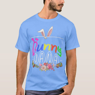 Bunny Nana Flower Easter Eggs Hunting Matching Fam T-Shirt