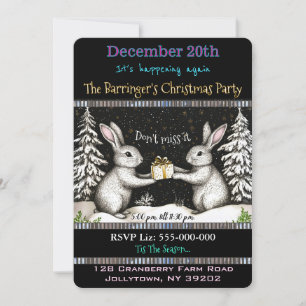 Bunny Night of Fun & Food Christmas Party Invitation