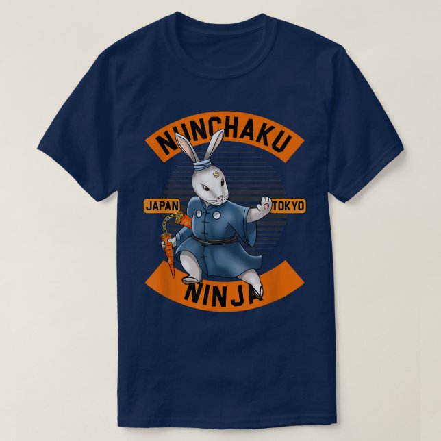 Bunny Ninja Nunchucks Japan Nuchaku Katana Martial T-Shirt (Design Front)