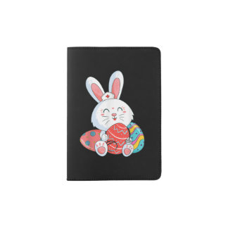 Bunny Nurse Eggs Happy Easter Passport Holder