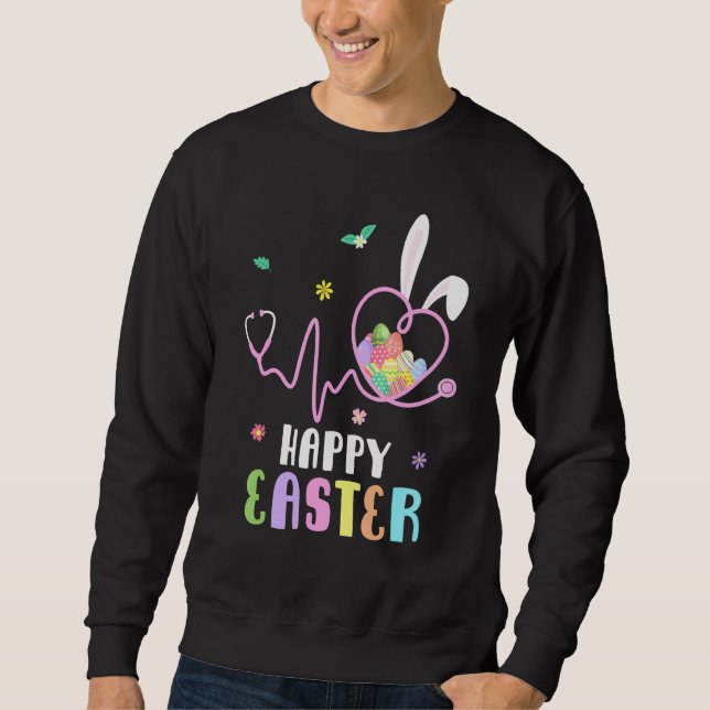 Bunny Nurse Stethoscope Happy Easter Eggs Rabbit N Sweatshirt (Front)