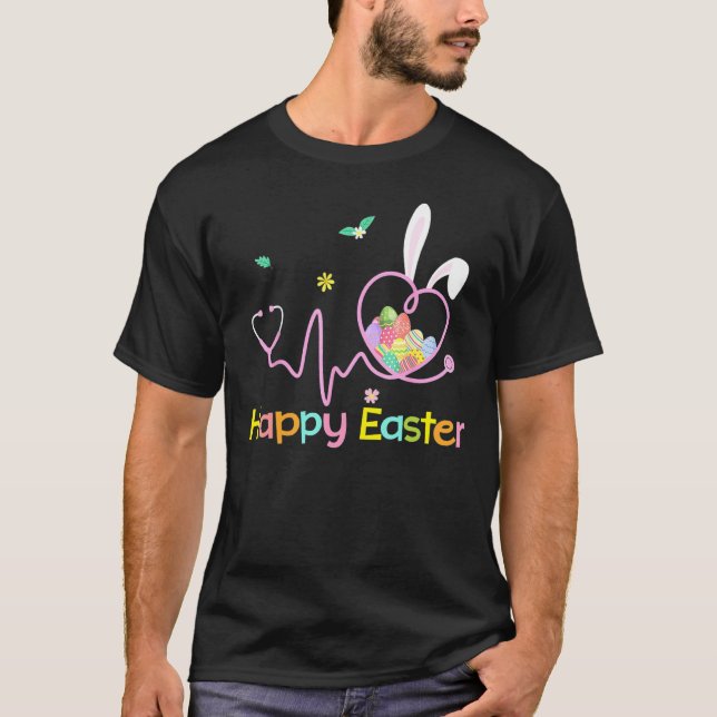Bunny Nurse Stethoscope Happy Easter Eggs Rabbit N T-Shirt (Front)