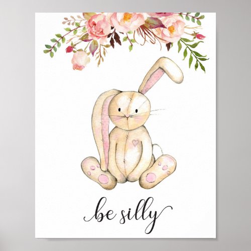 Bunny Nursery Wall Art Be Silly Baby Girl Woodland