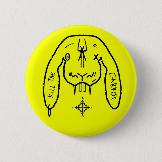 Bunny of Doom Funny Weird Rabbit Button (Front)