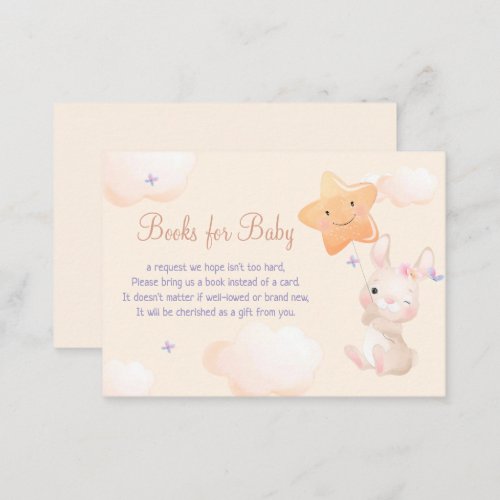 Bunny on a balloon Baby Shower Books for Baby Enclosure Card