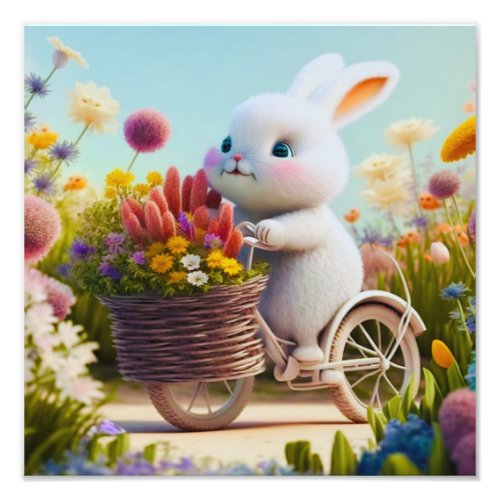 Bunny on a Bike 12x12 digital wall art