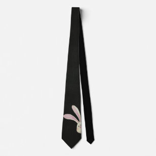 bunny on black neck tie