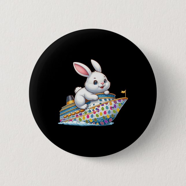 Bunny On Cruise Ship Easter Eggs Costume Kids Todd Button (Front)