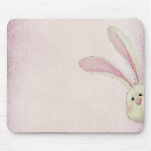 bunny on pink mouse pad