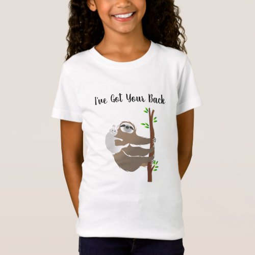 Bunny on Sloths Back Ive Got Your Back T_Shirt