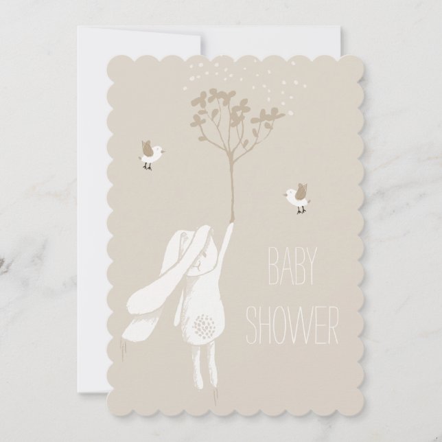 Bunny On The Breeze Gender Neutral Baby Shower Invitation (Front)