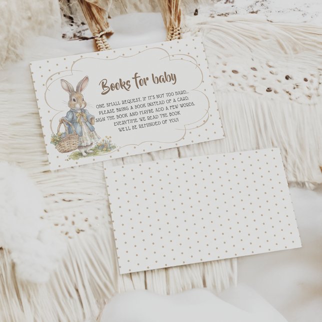 Bunny On The Way Girl Baby Shower Book Request Enclosure Card (Creator Uploaded)
