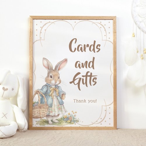 Bunny On The Way Girl Baby Shower Cards and Gifts Poster