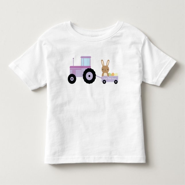 Bunny on Tractor Add Your Text to Personalize Toddler T-shirt (Front)