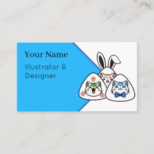 Bunny Onigiri Cats - Kawaii Sakura Spring Business Card
