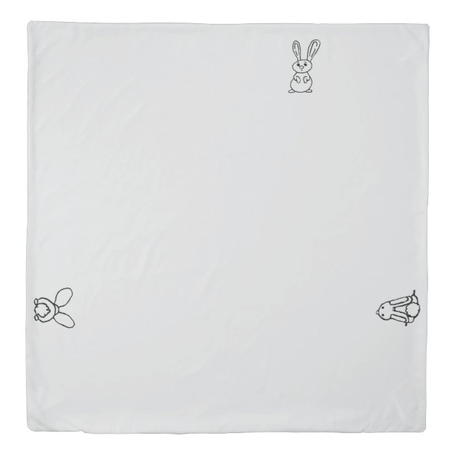 Bunny outlined light grey Duvet Cover (Front)