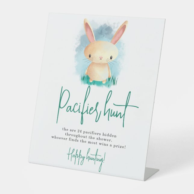 Bunny Pacifier hunt game baby shower Pedestal Sign (Front)