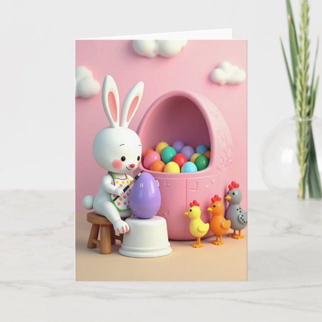 Bunny Painting Easter Egg Card (Front)
