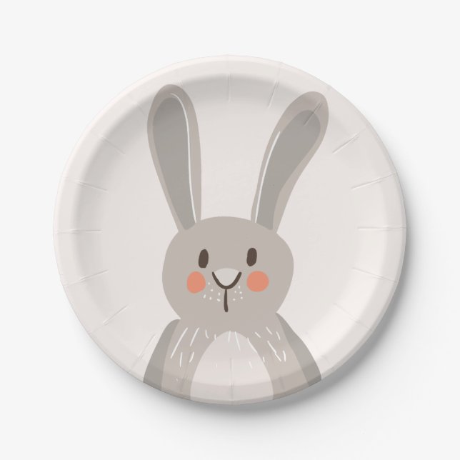 Bunny Paper Plates Baby shower Woodland animals (Front)