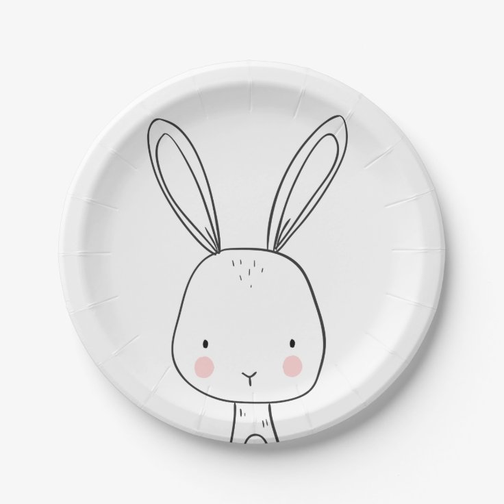 Bunny Paper Plates Baby shower Woodland animals | Zazzle