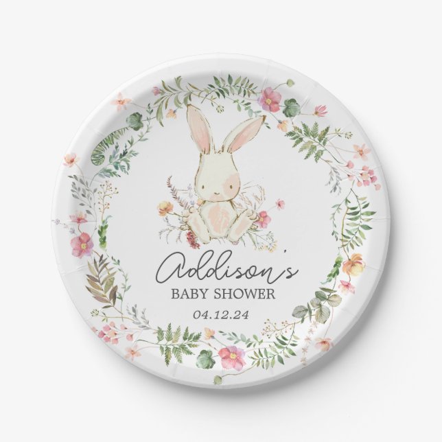 Bunny paper plates, easter plates,  plates (Front)