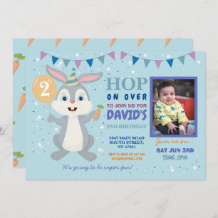 Bunny Party Birthday Rabbit Photo Easter Invitatio Invitation