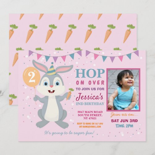 Bunny Party Birthday Rabbit Photo Easter Pink