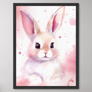 Bunny Pastel curious Pink Framed Art