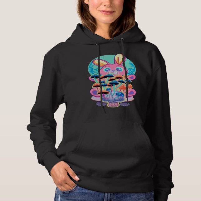 Bunny Pastel Goth And Mushrooms Hoodie (Front)