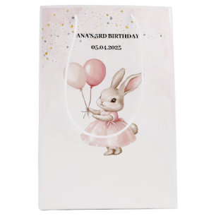 Bunny Pastel Pink Birthday Cute Party Medium Gift Bag