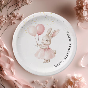 Bunny Pastel Pink Birthday |  Cute Party Tableware Paper Plates