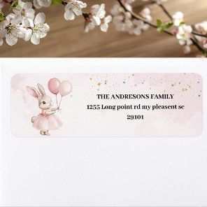Bunny Pastel Pink Birthday Label