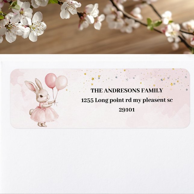  Bunny Pastel Pink Birthday Label (Creator Uploaded)