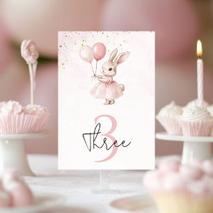 Bunny Pastel Pink Birthday Table Number