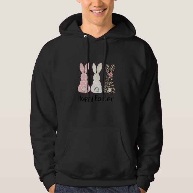 Bunny Pastel Spring Hunt Eggs Rabbit Happy Easter  Hoodie (Front)