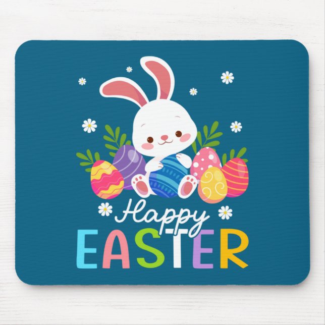 Bunny Pastel Spring Hunt Eggs Rabbit Happy Easter  Mouse Pad (Front)